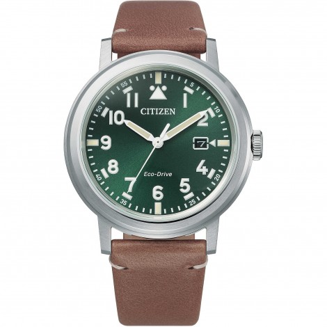 Orologio Uomo Citizen Verde Pelle AW1620-13X