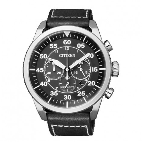 Orologio Uomo Eco-Drive Citizen Chrono Nero Pelle CA4210-08F