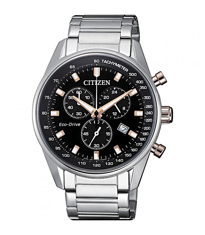 Orologio Uomo Eco-Drive Citizen Chrono Nero Silver CA4210-08F Orologio Uomo Eco-Drive Citizen Chrono Nero Silver CA4210-08F