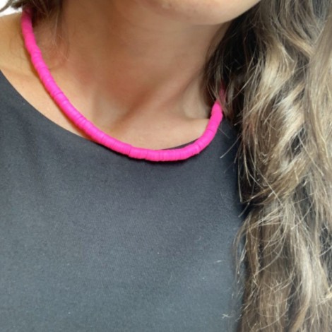 Collana Donna Raggi con Gommini Fucsia