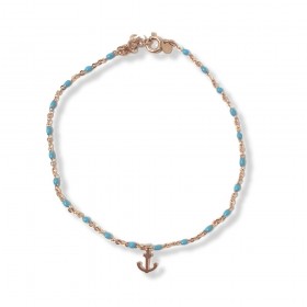 Cavigliera Raggi in Argento Rosato e Smaltato Celeste