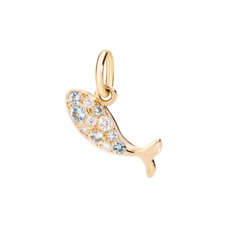 Charm Dodo Pesce Oro Zaffiri Diamanti DMFISHOG/B/ZF