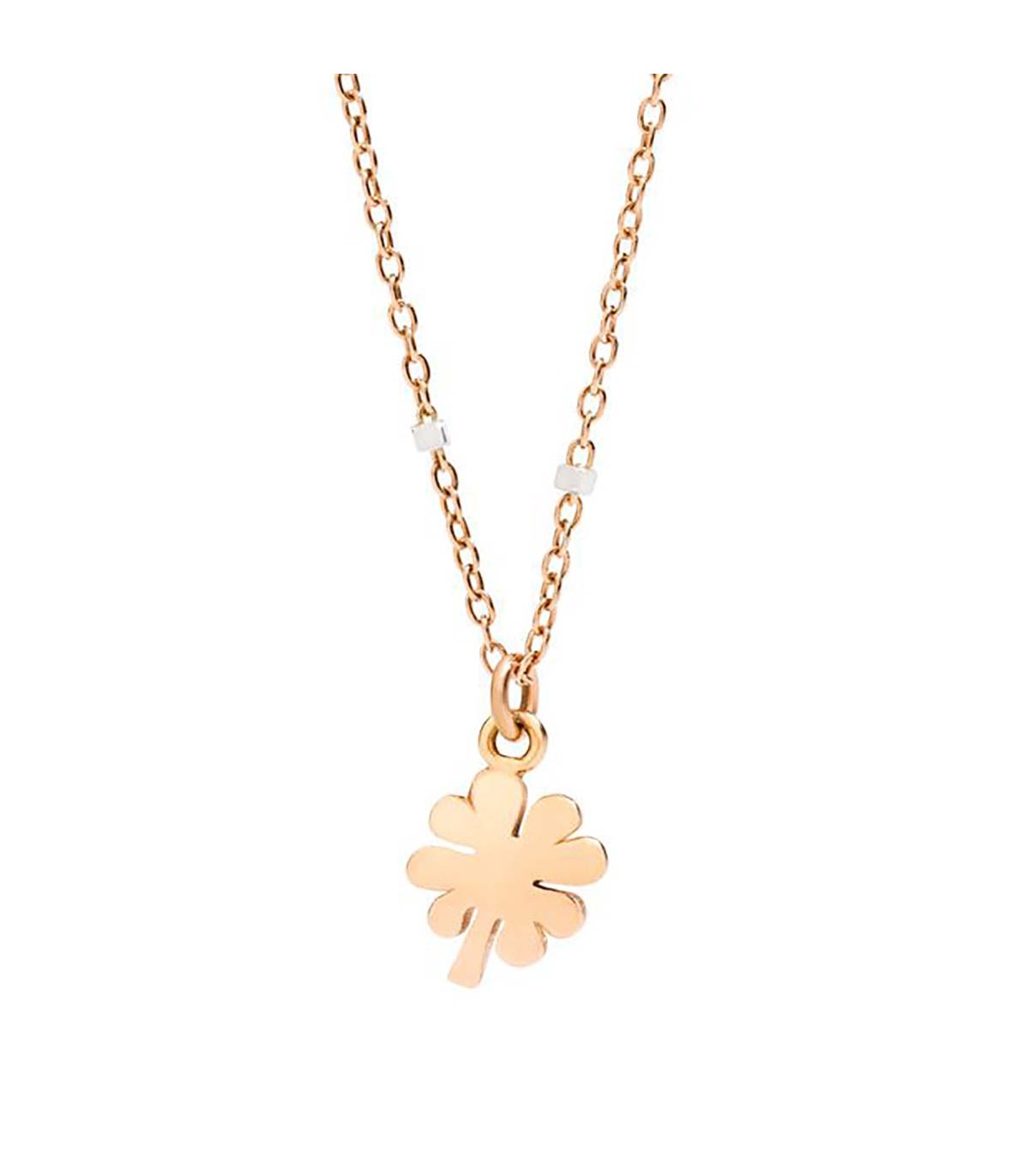Collana Donna Dodo Quadrifoglio Oro Rosa e Bianco 9Kt DCLLP QDPP 9 K MiRaggi