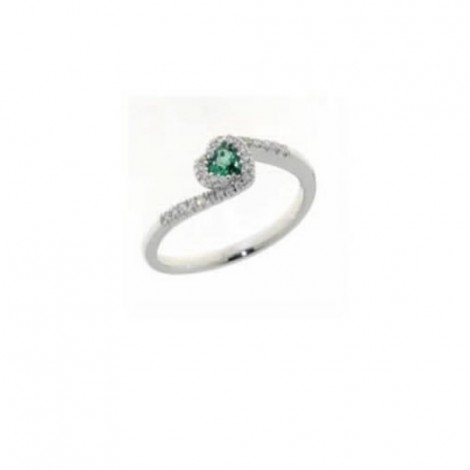 Anello Donna Davite & Delucchi Oro bianco Diamanti e Cuore Smeraldo AA030524SM