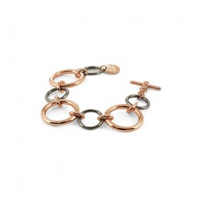 Bracciale Unoaerre Bronzo Dischi Rosé/Neri EXB4495