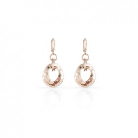 Orecchini Unoaerre Pendenti Bronzo Rosa Martellati