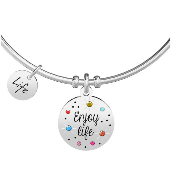 KIDULT Bracciale GIRL -731845: Acciaio Inox Smaltato Con Incisione E Chiusura A Moschettone, Misura Regolabile
