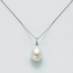 Collana Miluna Oro Bianco 9 Kt, Perla e Diamanti PCL5830X