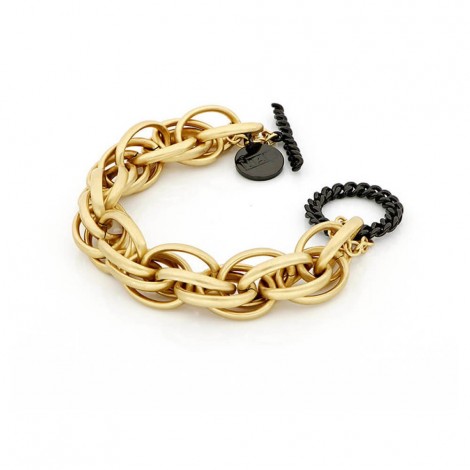 Bracciale Unoaerre Bronzo Dorato Chiusura Nera EXB4655