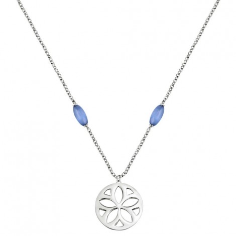 Girocollo Morellato Donna Acciaio Fiore Pendente Pietre Azzurre SATE03