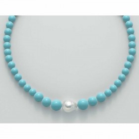 Girocollo Donna Miluna Perle Turchese e Perla Bianca Centrale PCL4666