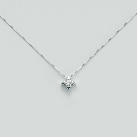 Girocollo Donna Miluna Oro Bianco Diamante Fiore 0.07 ct CLD2937-007G7