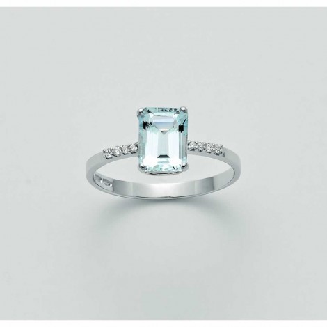 Anello Donna Miluna Acquamarina Rettangolare Diamante 0,04  LID3288