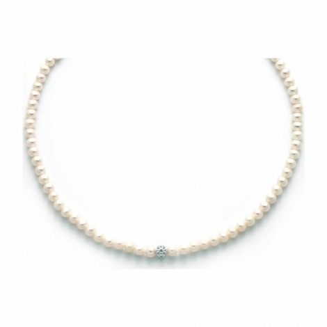 Girocollo Donna Miluna Filo Perle Oro Bianco 18 kt PCL5517