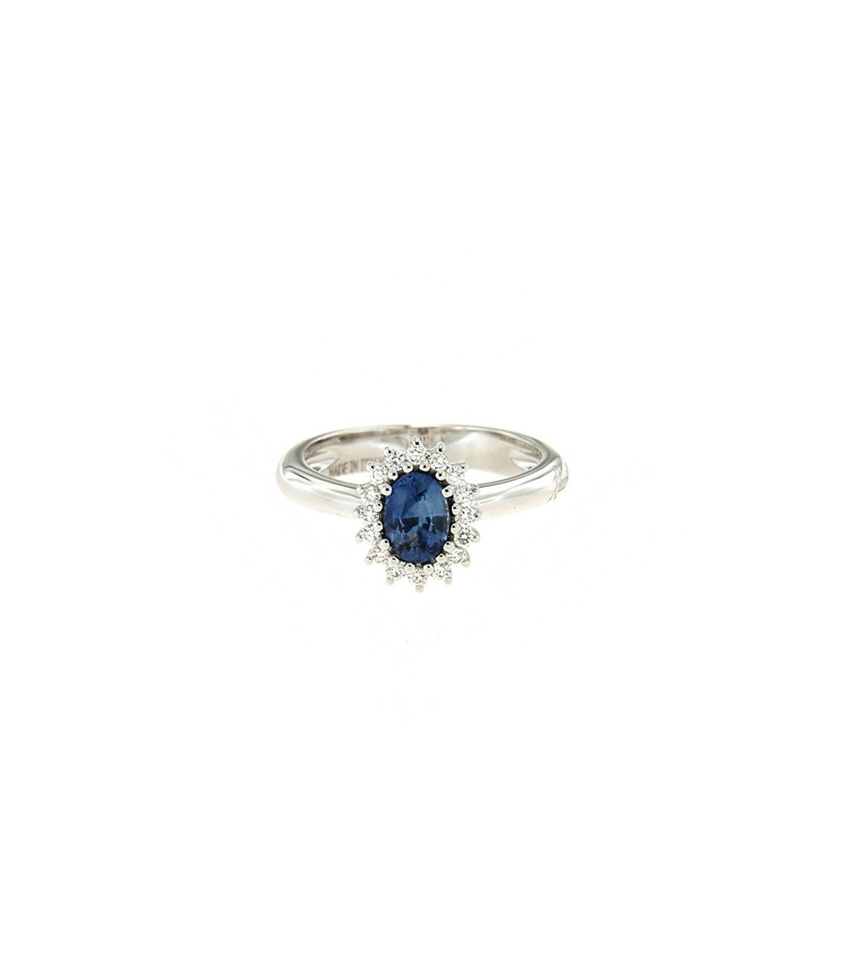 Anello Donna Re Carlo Diamanti 0 48 ct Zaffiro 1 05 ct F VS XE129 BZ04 MiRaggi