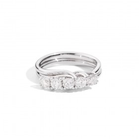 Anello Fedina 5 Diamanti Doppio Filo Isabella Oro Bianco R61MZ001/B070