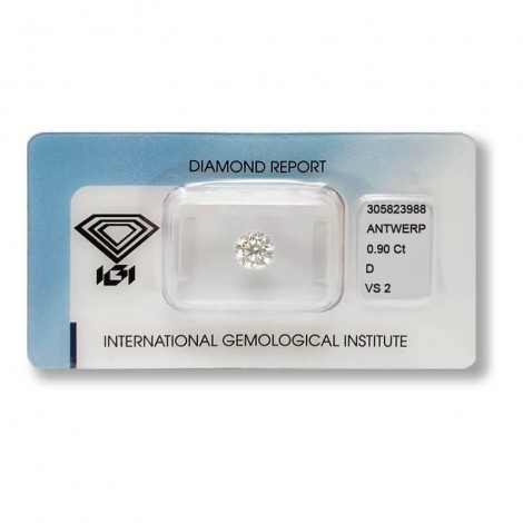 Diamante in Blister Certificato IGI 0.90 ct D VS2