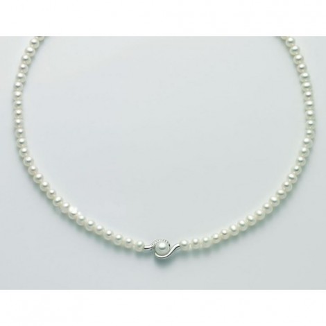 Collana Donna Miluna Filo di Perle Diametro 5,5mm Perla Centrale 6,5mm Diamanti Incastonati PCL5877