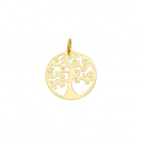 Ciondolo Raggi Medaglia con Albero della Vita Oro Giallo 9Kt