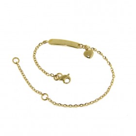 Bracciale Raggi in Oro Giallo 9kt con Targhetta e Pendente Cuore
