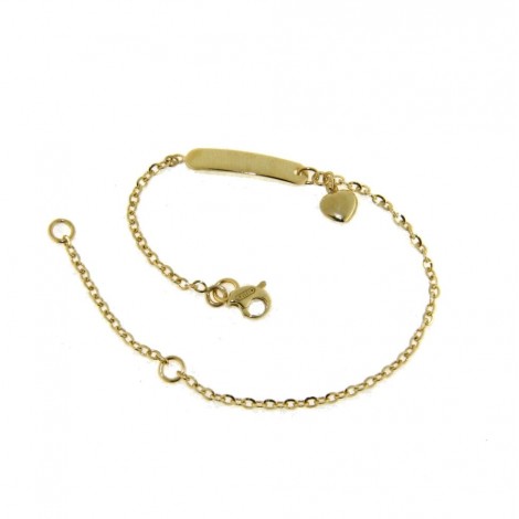 Bracciale Raggi in Oro Giallo 9kt con Targhetta e Pendente Cuore