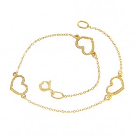 Bracciale Raggi in Oro Giallo 9kt con Cuori