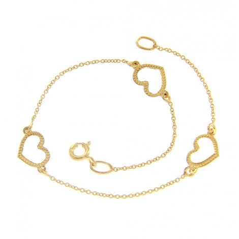 Bracciale Raggi in Oro Giallo 9kt con Cuori