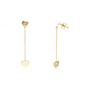 Orecchini Donna Raggi Pendente Cuore in Oro Giallo 9kt