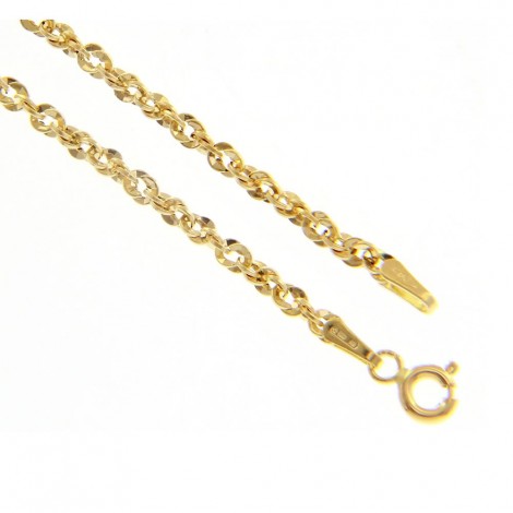 Bracciale Raggi Catena Corda Intrecciata in Oro Giallo 9kt 19cm