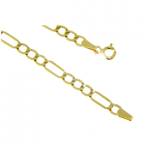 Bracciale Raggi Catena Figaro 19cm Oro Giallo 9kt