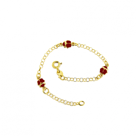 Bracciale Raggi Junior Catena Con Tre Coccinelle Oro Giallo 9kt