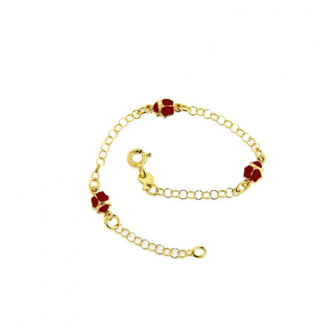 Bracciale Coccinella In Oro Giallo 9k (375) Per Bambina - Monde Petit Con Scatola Regalo