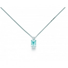 Collana Donna Miluna Oro Bianco Acquamarina Rettangolare 1,5ct e Diamante 0,18 ct CLD4111