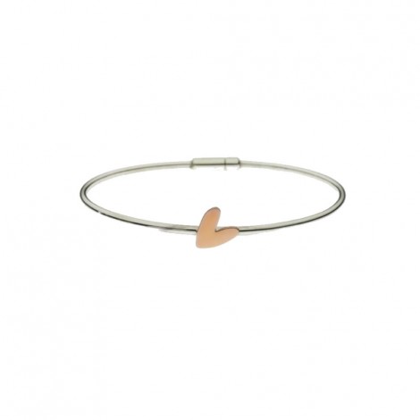 Bracciale Donna Rigido Argento 925 e Cuore Oro Rosa 9kt SGBC