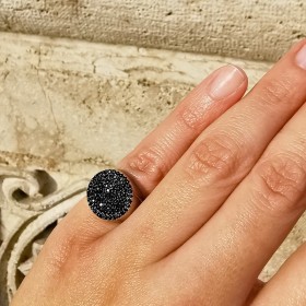 Anello Donna Raggi Argento 925 Zirconi Neri