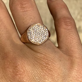 Anello Donna Raggi Tondo Zirconi Bianchi Argento Rosato