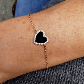 Bracciale Donna Raggi Cuore Madreperla Nero Zirconi Argento Rosa