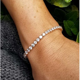 Bracciale Tennis Donna Raggi Argento 925 Rosato e Zirconi