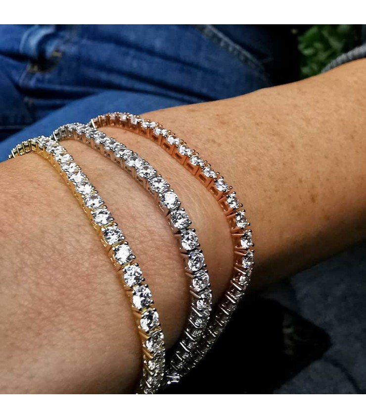 Bracciale Tennis In Argento 925 Rodiato Con Zirconi Colorati - Gioiello Elegante Per Uomo E Donna - Foto 6