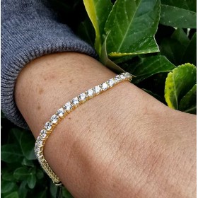 Bracciale Tennis Donna Raggi Argento 925 Dorato e Zirconi