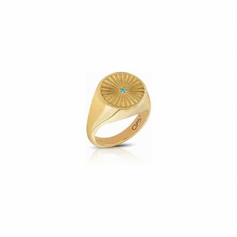 Anello OPS Icon Argento 925 Gold Zircone Azzurro OPS-ICG03-08