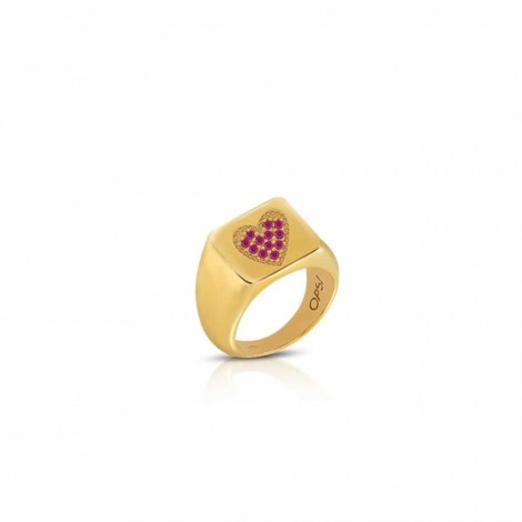 Anello OPS Icon Argento 925 Gold Cuore Zirconi Rossi OPS-ICG12-08