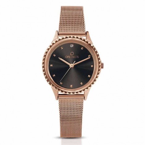 Orologio Donna Ops Objects Glam Stud Acciaio Rosé Quadrante Nero OPSPW-621