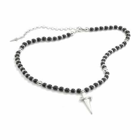 Collana Uomo Cesare Paciotti Argento 925 Sfere Nere e Pugnale JPCL0191B