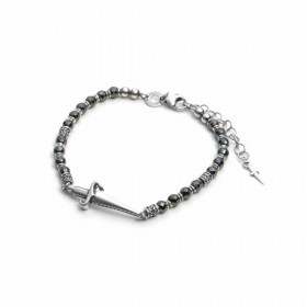 Bracciale Uomo Cesare Paciotti Rosary Ematite Nera Pugnale JPBR1668V