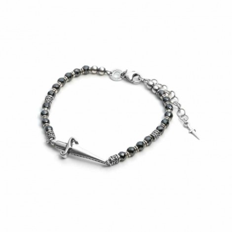 Bracciale Uomo Cesare Paciotti Rosary Ematite Nera Pugnale JPBR1668V