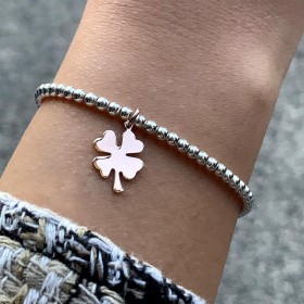 Bracciale Donna Raggi Sfere Medie Argento 925 Quadrifoglio