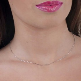 Collana Raggi Oro Bianco 18KT Catena Ovalina Sottile