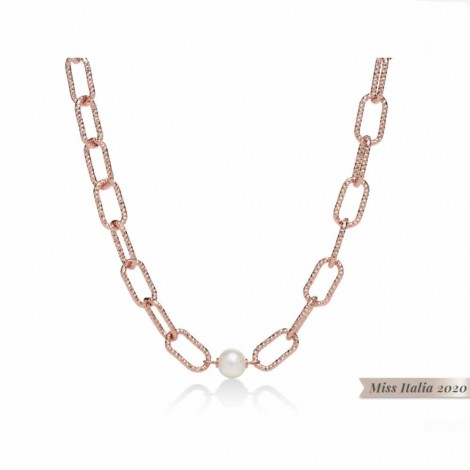 Collana Donna Miluna Miss Italia Argento 925 Ovali Rose PCL6070R