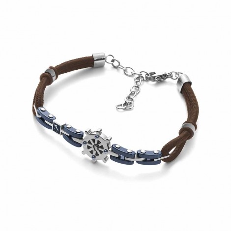 Bracciale Uomo Cesare Paciotti Timone Corda e Ceramica Blu 4UBR2745